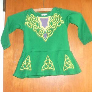 Traditional Craft Irish Dancer Green Celtic Dress One Piece Bodysuit Long Sleeve